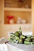 Artichokes on a table