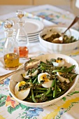 Green beans with eggs and salsa verde