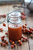 Hawthorn jam in a swing-top jar
