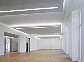 Empty gallery space with a variety of ceiling illumination in the suspended ceilings (Goethe Institut, London)