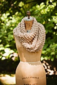 Beige Scarf Made From Alpaca Wool on Form
