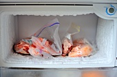 Frozen meat in a freezer