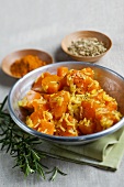 Pumpkin curry with fennel seeds and rice