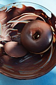 A chocolate doughnut