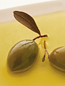 Olives in olive oil (close-up)