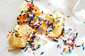 Pieces of a Doughnut with Colored Sprinkles