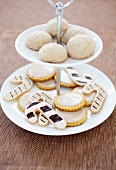 Assorted Christmas biscuits on a glass stand