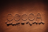 The word cocoa written in coca powder (full frame)