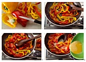 A pepper medley with egg being made