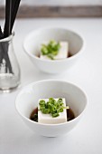 Tofu with soy sauce and chopped chives