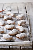 Almond biscuits dusted with icing sugar
