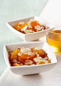 Caramelised apricots with sliced almonds