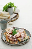 Crostini topped with squid