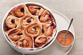 Chelsea buns with cherries
