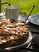 Almond cake on a garden table