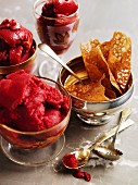 Cherry sorbet with ginger tuile