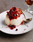 Yoghurt dessert with rhubarb compote