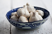 Garlic bulbs in an Oriental bowl