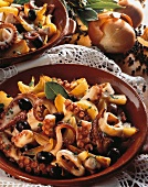 Octopus with olives and onions