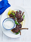 Grilled lamb chop with mint and a yoghurt dip