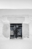 Entrance door of church made of ice