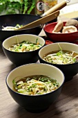 Szechuan soup with ginger, chilli, shiitake mushrooms, lemongrass, leek and carrots (China)
