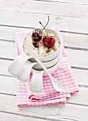 Rice pudding with cherries