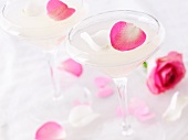 A martini with rose petals