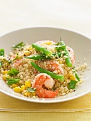 Couscous salad with prawns, sweetcorn and beans