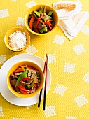 Stir-fried beef and vegetables with rice