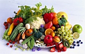 Various fruits and vegetables on a plate
