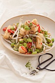 Soya bean salad with bean sprouts and tofu