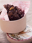 Chocolate cornflake cakes in a gift box