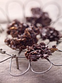 Chocolate cornflake cakes on a wire rack