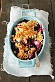 Blueberry crumble with slivered almonds
