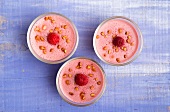 Raspberry panna cotta with peanut sprinkles