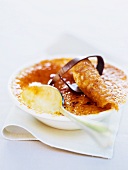 Creme brulee with a spoon