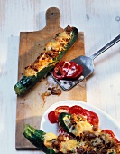 Courgette stuffed with minced meat
