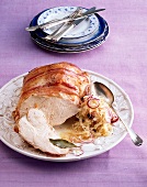 Roast turkey with onion sauerkraut
