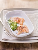 Salmon trout with a cucumber salad