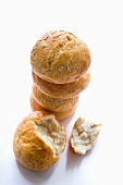 A stack of organic bread rolls