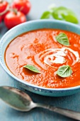 Tomato and carrot soup with onions and balsamic vinegar
