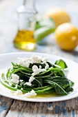Horta (Greek leaf vegetable) with feta cheese