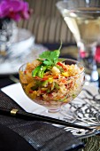 Asian salad with crab meat, peppers and chilli
