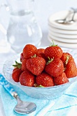 Strawberries in a glass bowl