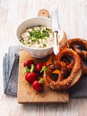 Obatzda with pretzels and radishes