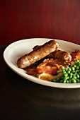 Bangers and Mash with Peas