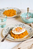 Carrot puree with fried egg