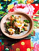 Brown rice kedgeree with salmon and egg