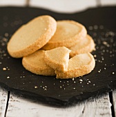Shortbread biscuits on a slate surface